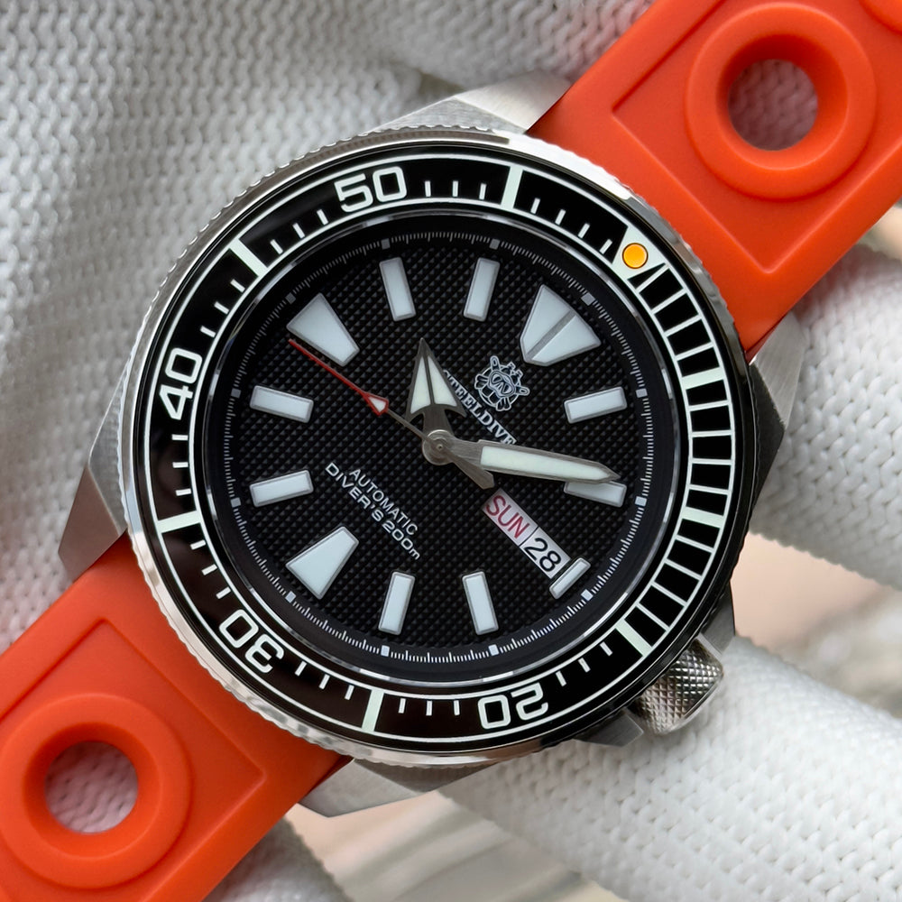 STEELDIVE SD1961 dive watch — variant 61HH-OR stock photo