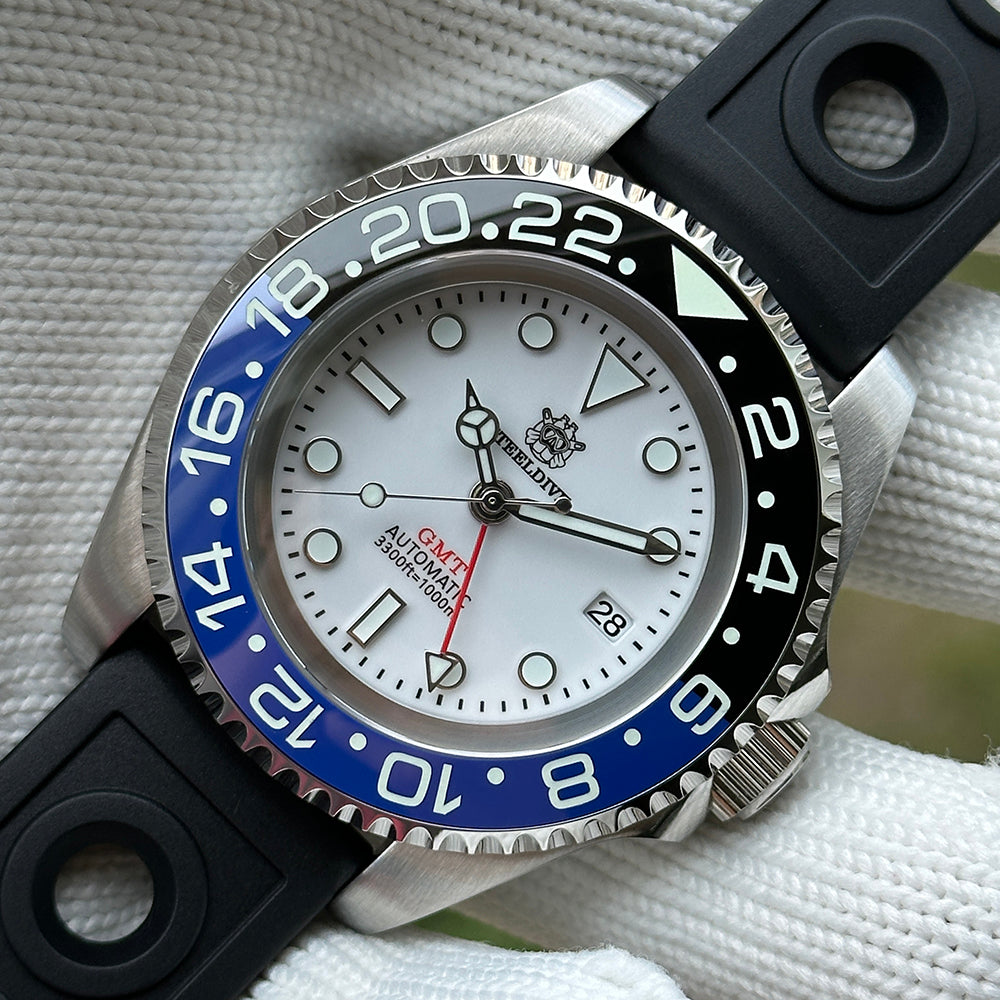 STEELDIVE SD1964GMT dive watch — variant 64GMT-BL-HR stock photo