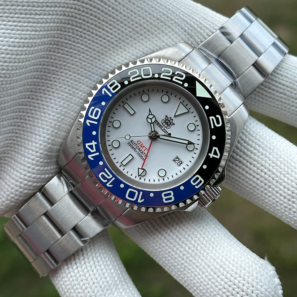 STEELDIVE SD1964GMT dive watch — variant 64GMT-BL-SS stock photo