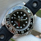 STEELDIVE SD1964GMT dive watch — variant 64GMT-HH-HR stock photo