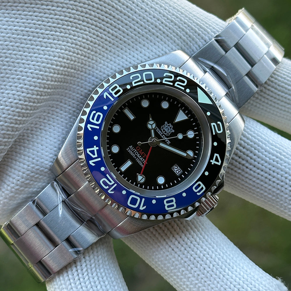 STEELDIVE SD1964GMT dive watch — variant 64GMT-HL-SS stock photo