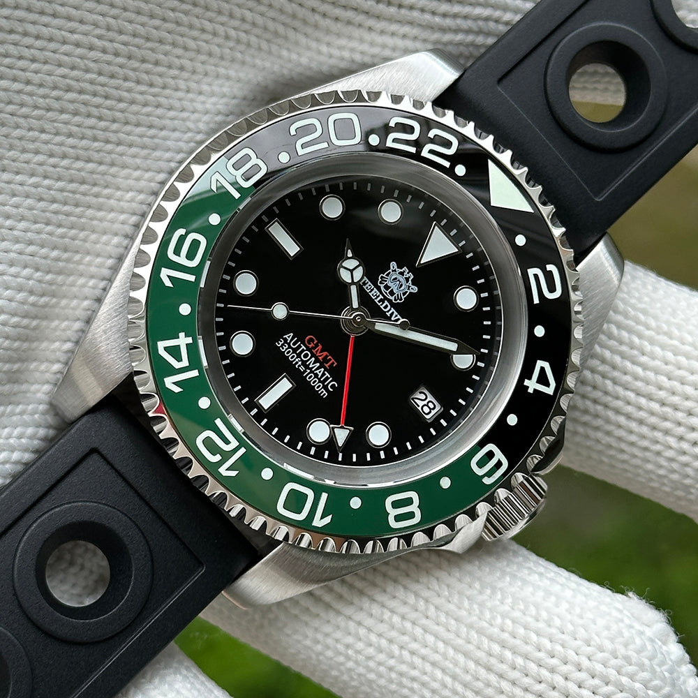 STEELDIVE SD1964GMT dive watch — variant 64GMT-HN-HR stock photo