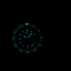Steeldive SD1964GMT dive watch lume shot showing strong teal C3 SuperLuminova glow in darkness