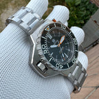 Steeldive SD1969 Proplof watch bezel and case profile detail showing brushed steel and ceramic insert