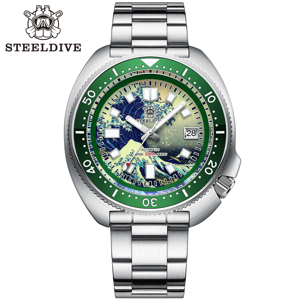 STEELDIVE SD1970J dive watch — variant 70J-GR-SS stock photo