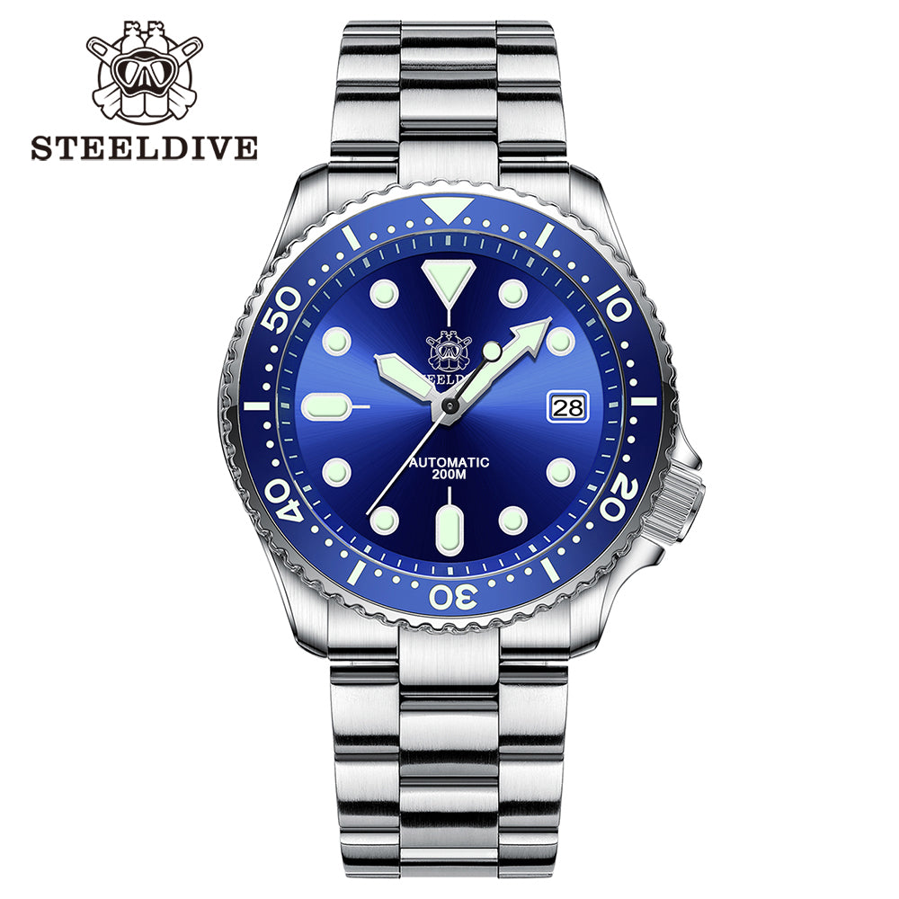 STEELDIVE SD1973 dive watch — variant 73BL-SS stock photo