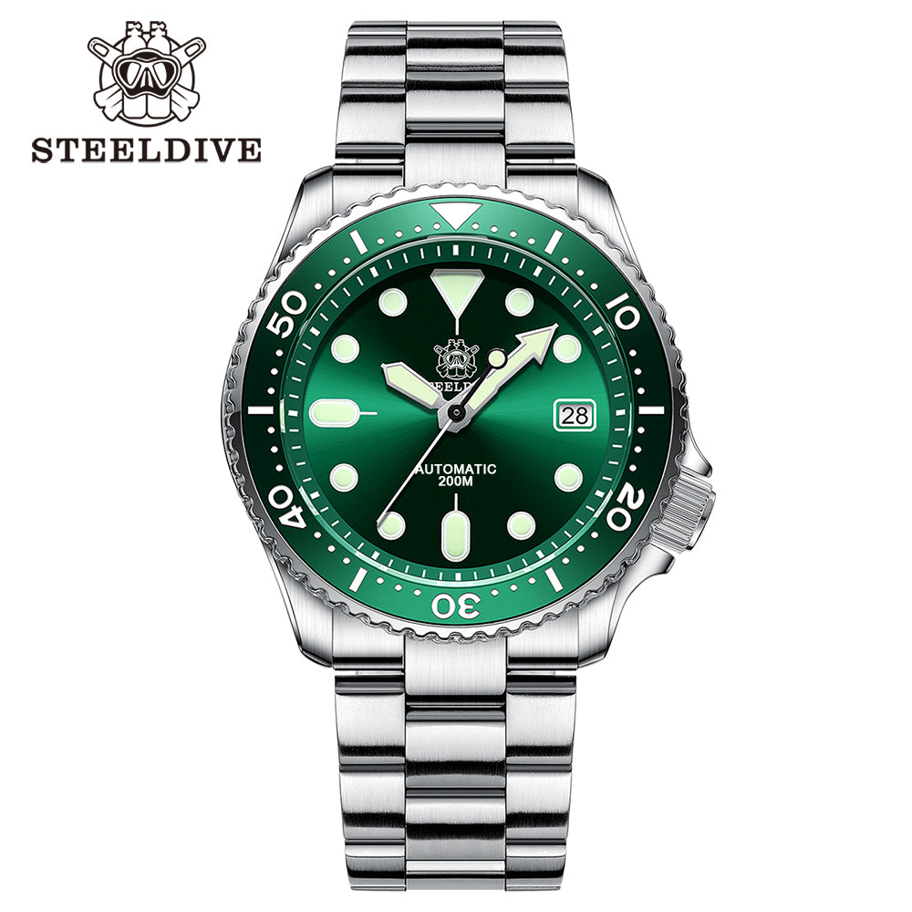 STEELDIVE SD1973 dive watch — variant 73GR-SS stock photo