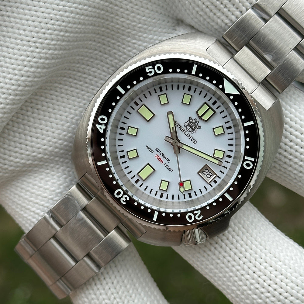 STEELDIVE SD1974 dive watch — variant 74WT-SS stock photo