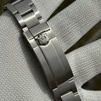 Steeldive SD1974 sapphire dive watch bracelet clasp detail with engraved turtle logo on glide-lock