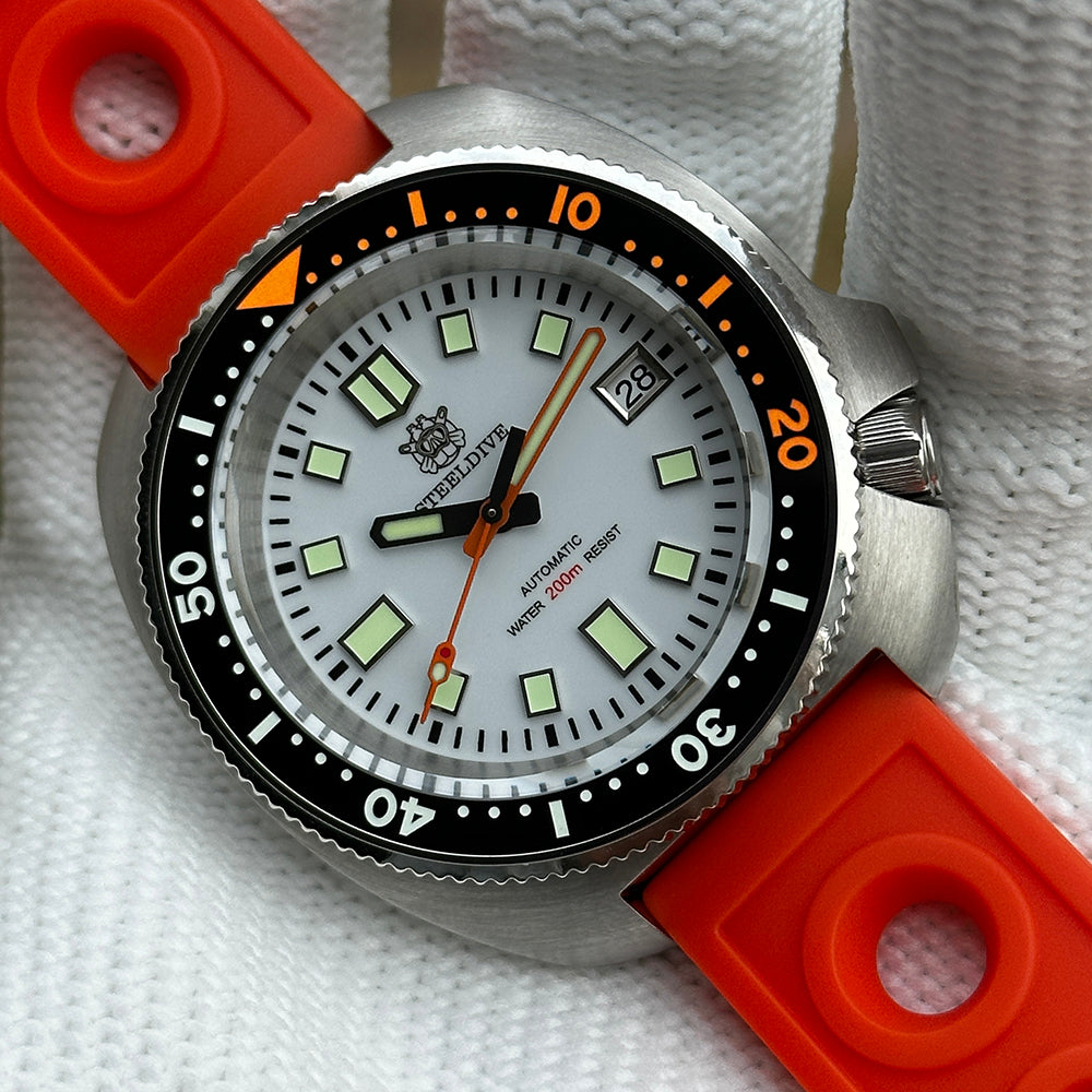 STEELDIVE SD1974C dive watch — variant 74C-WT-OR stock photo