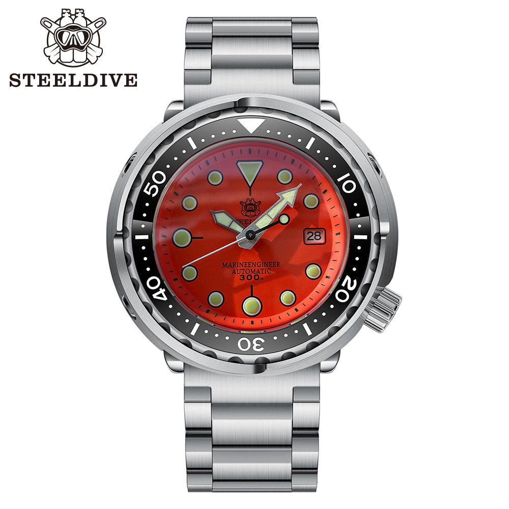STEELDIVE SD1975 dive watch — variant 75OR-03L stock photo