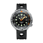 Steeldive SD1975C tuna diver watch black silver detail