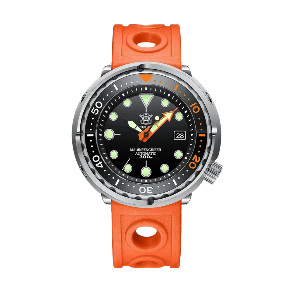 Steeldive SD1975C tuna diver watch orange black side