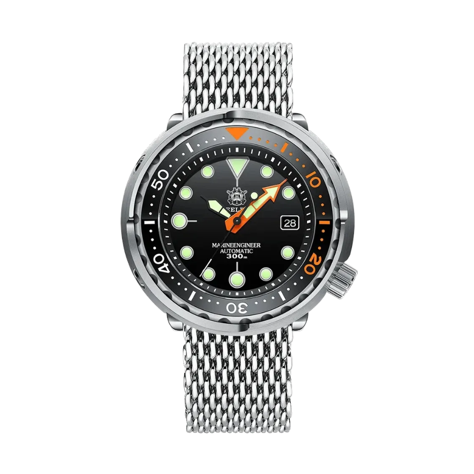 Steeldive SD1975C tuna diver watch silver angle