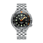 Steeldive SD1975C tuna diver watch silver black band front