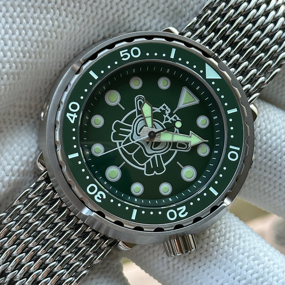 STEELDIVE SD1975P dive watch — variant 75P-GR-SK stock photo