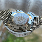 Steeldive SD1975P tuna caseback engraved with diver logo and NH35 automatic 300M dive specifications