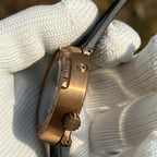 Steeldive SD1975S V1 solid bronze case side profile with crown guard and brushed finish