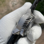 Steeldive SD1982 side view detailing brushed lugs, screw bars and coin-edge ceramic bezel