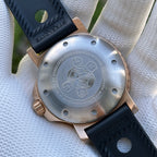 Steeldive SD1982S engraved caseback showing CuSn8 Bronze Element NH35 Automatic Dive 10 Miles markings