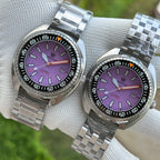 Steeldive SD1983 purple dial dive watch oyster and jubilee bracelet variants side by side comparison