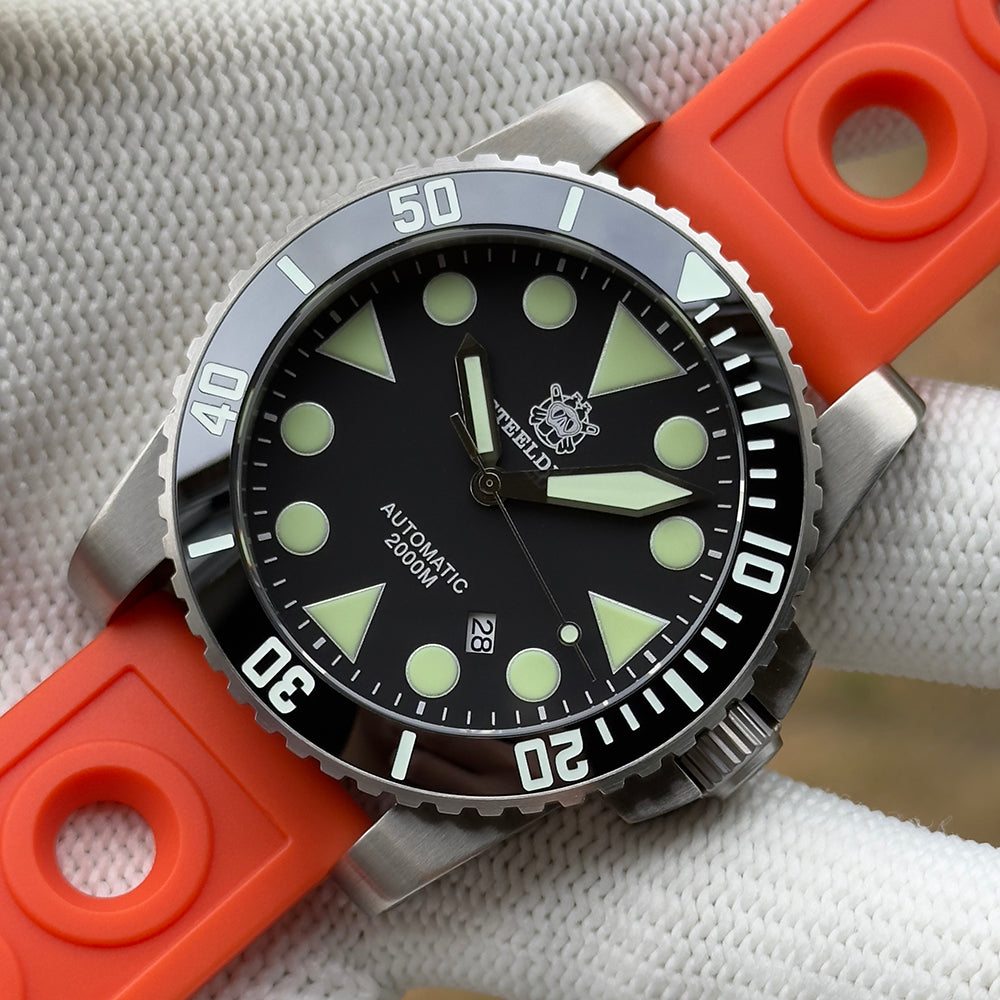 STEELDIVE SD1987 C3 Green Luminous Classic 46.5MM Big Size 2000M Waterproof NH35 Automatic Mens Dive Watch