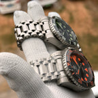 Steeldive SD1987 side-by-side variant comparison highlighting tank bracelet and bezel angles