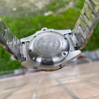 Steeldive SD1992 GMT dive watch caseback engraved with diver logo and NH34 300m markings