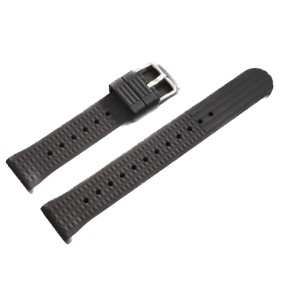Steeldive replacement silicone dive watch strap in black, front view