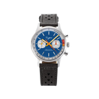 Sugess 1963 pilot chronograph blue dial on black leather rally strap