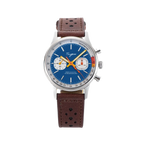 Sugess 1963 pilot chronograph blue dial on brown leather rally strap