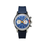 Sugess 1963 pilot chronograph blue dial on navy rubber strap, front