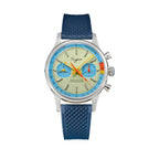 Sugess 1963 pilot chronograph cream dial blue ring on navy rubber strap