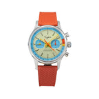 Sugess 1963 pilot chronograph cream dial blue ring on orange rubber