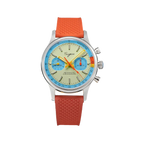 Sugess 1963 pilot chronograph cream dial blue ring on orange rubber