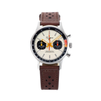 Sugess 1963 pilot chronograph panda dial on brown leather rally strap