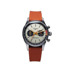 Sugess 1963 pilot chronograph panda dial on orange rubber strap, front