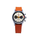 Sugess 1963 pilot chronograph panda watch with cream dial on orange rubber