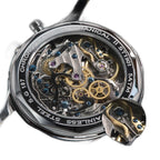 Sugess 1963 pilot ST19 caseback showing exclusive swanneck movement