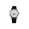 Sugess 2528M-1 automatic moonphase watch with white dial, rose gold case and brown leather strap front