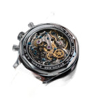 Sugess 387F exhibition caseback, ST1901 chronograph movement through sapphire, tan leather strap, second view