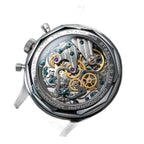 Sugess 387F exhibition caseback, ST1901 hand-wound chronograph movement, 316L steel, 5ATM, brown leather strap