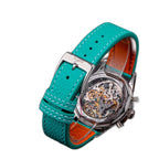 Sugess S387 exhibition caseback, ST1901 hand-wound chronograph movement, 316L steel, 5ATM, tiffany strap