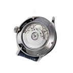 Sugess S401B moonphase watch caseback exhibition view showing automatic movement and blue leather strap