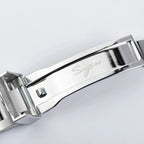 Sugess S418-2 steel folding clasp engraved Sugess, brushed and polished, close-up