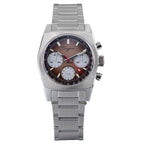 Sugess S419 ST1902 chronograph 37mm, brown gradient panda dial, silver sub-dials, steel bracelet, front view