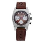 Sugess S419 ST1902 chronograph 37mm, brown gradient dial, silver sub-dials, brown perforated leather strap, front