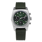 Sugess S419 ST1902 chronograph 37mm, green dial, black sub-dials, green canvas strap, front product view