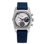 Sugess S419 ST1902 chronograph 37mm, special panda silver dial, navy and black sub-dials, navy canvas strap, front