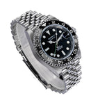 Sugess S420-2 GMT diver, black bezel, black dial, jubilee bracelet, angled studio product view